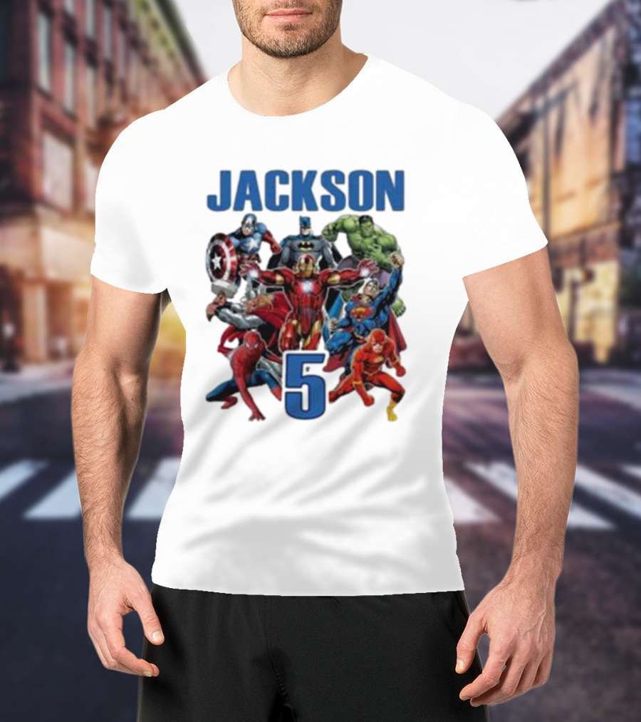 Jackson 5 Super Hero Birthday Avengers Family T-Shirt