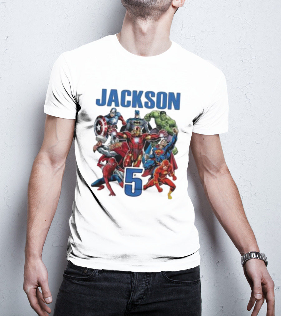 Jackson 5 Super Hero Birthday Avengers Family T-Shirt