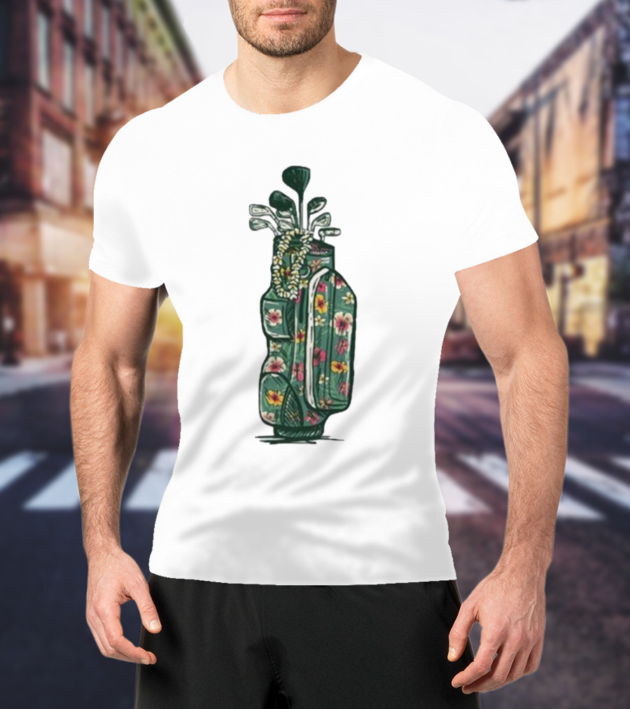 Golf Maui Pocket Hawaiian Floral Golf Bag T-Shirt