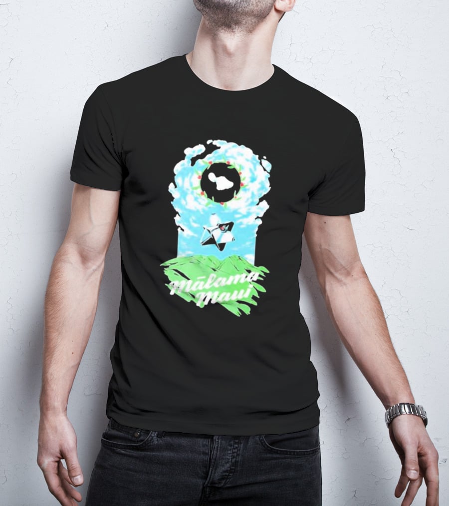 Mālama Maui Island Clouds Green Land T-Shirt