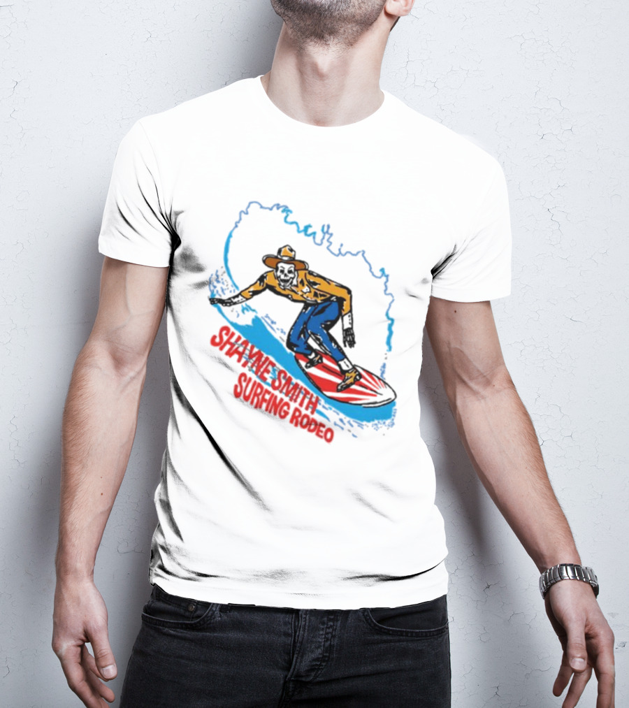 Shayne Smith Surfing Rodeo Cowboy Surfer On Wave T-Shirt