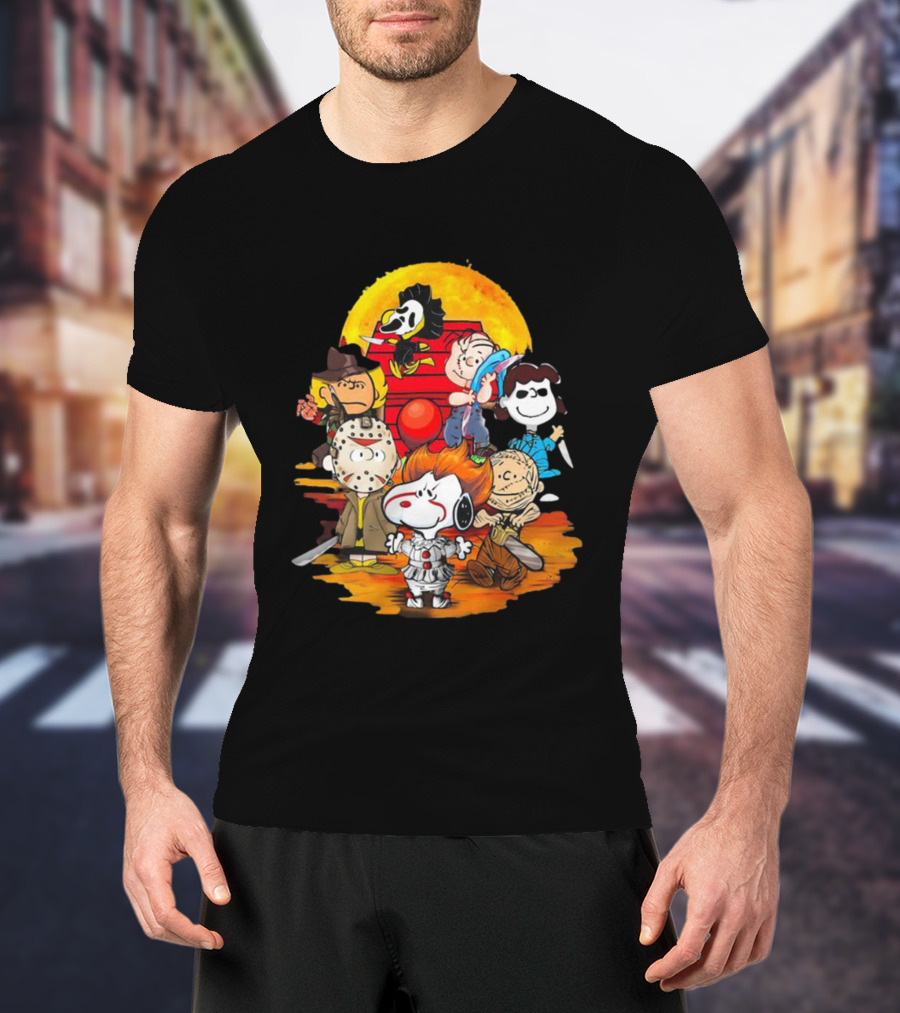 Snoopy Peanuts Horror Characters Halloween Moon T-Shirt
