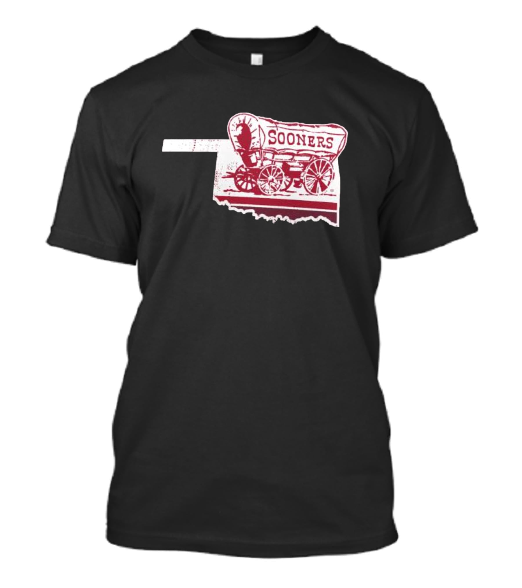 Crimson Oklahoma Sooners Sooner Schooner Wagon Outline Fan T-Shirt