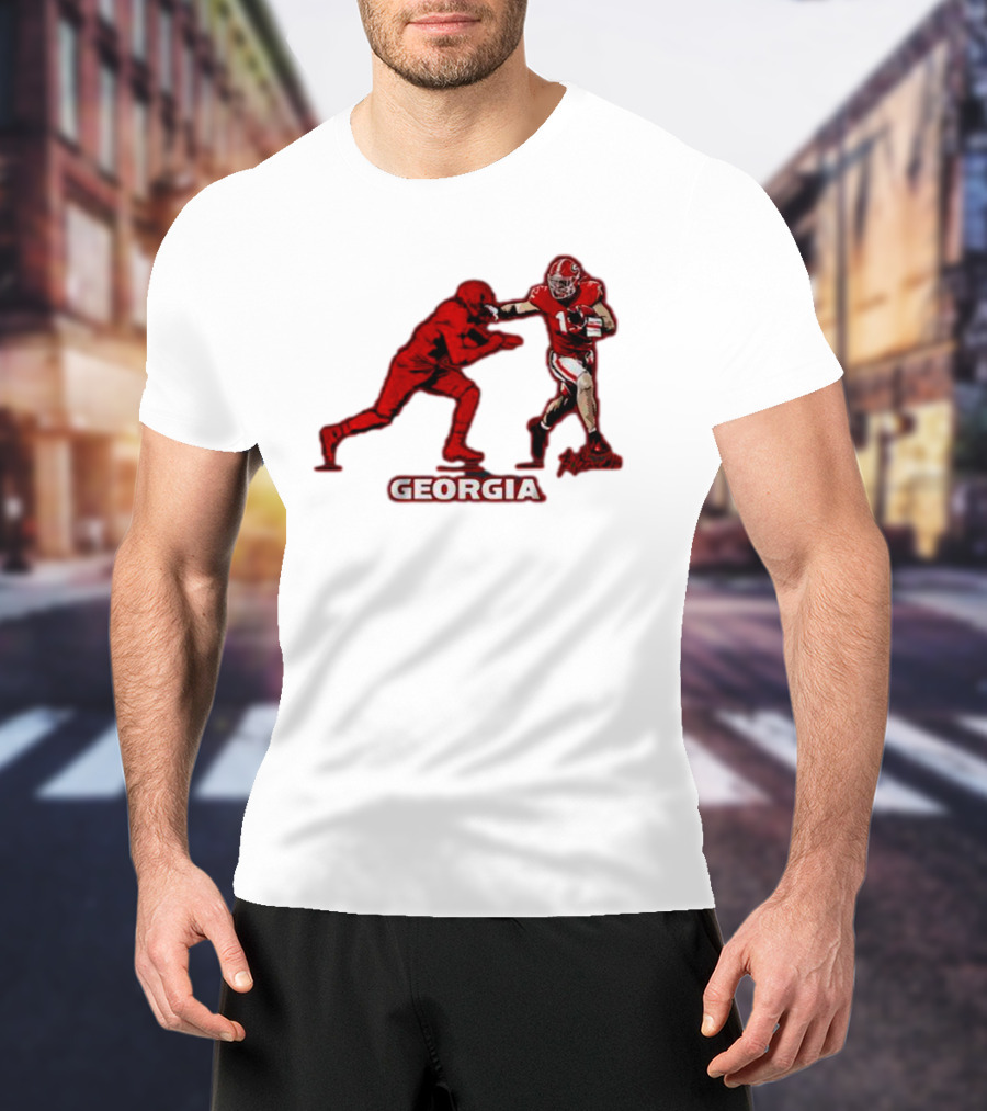 Georgia Football Superstar Brock Bowers Action Pose T-Shirt
