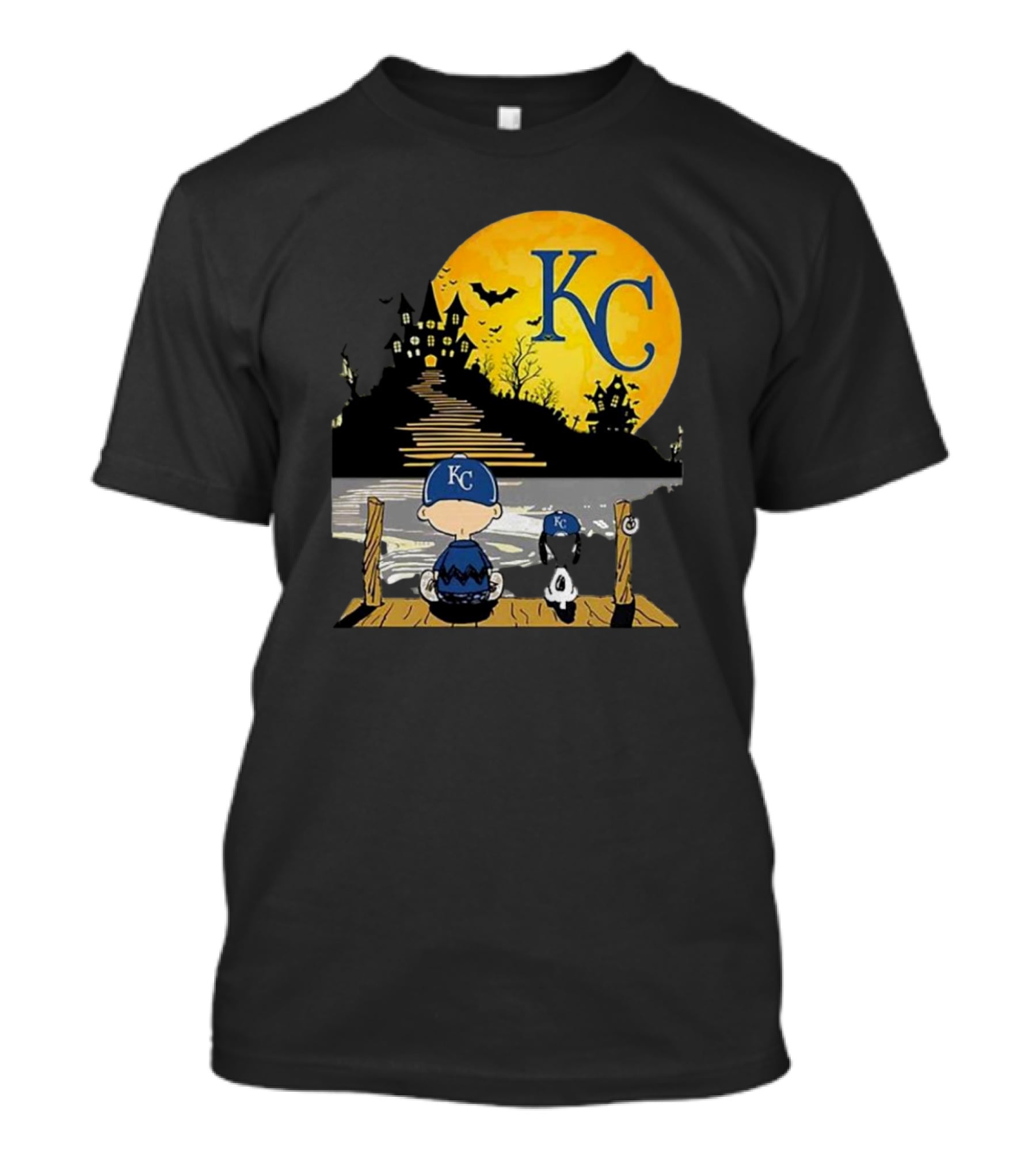 Snoopy Charlie Brown Halloween Kansas City Royals Moon Scene T-Shirt