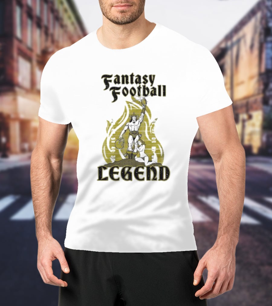 Fantasy Football Legend Viking Flame Background T-Shirt