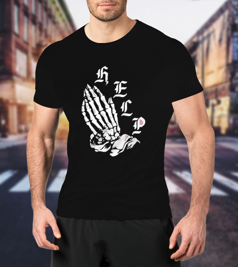 Brandon Lake Store Lake HELP Skeleton Hand Bones T-Shirt