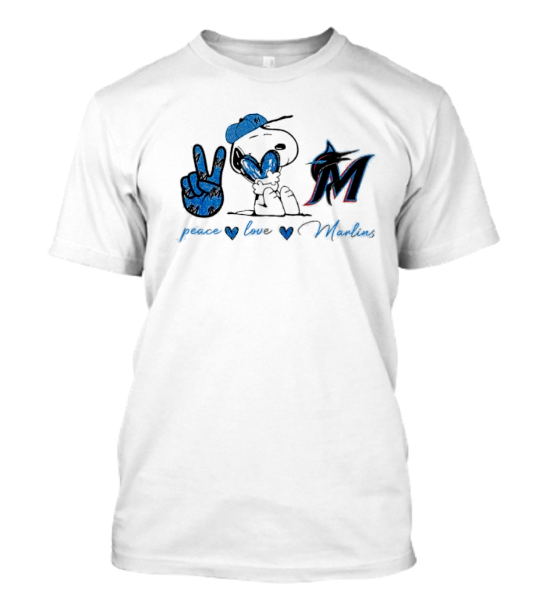Peace Love Miami Marlins Snoopy T-Shirt