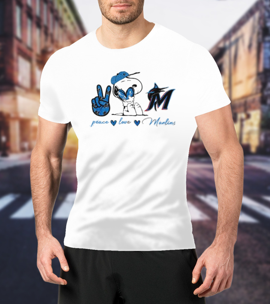 Peace Love Miami Marlins Snoopy T-Shirt