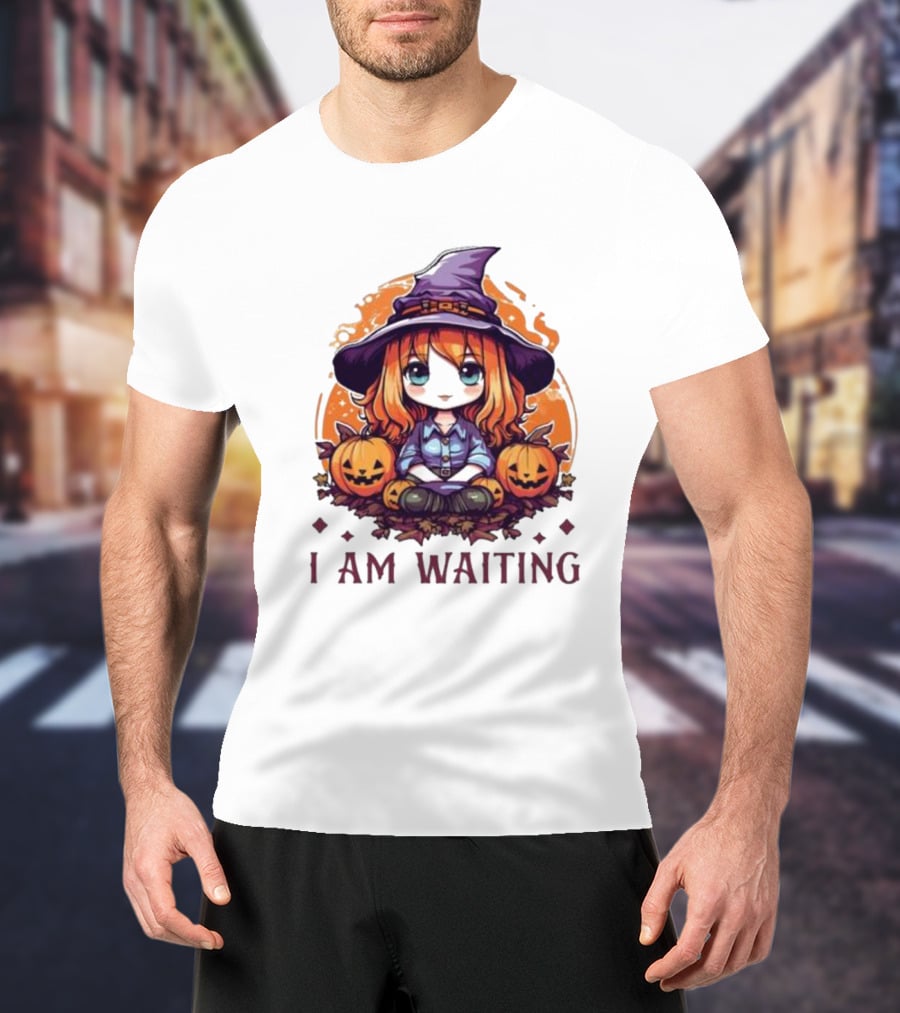 Chibi Witch I Am Waiting Pumpkins T-Shirt