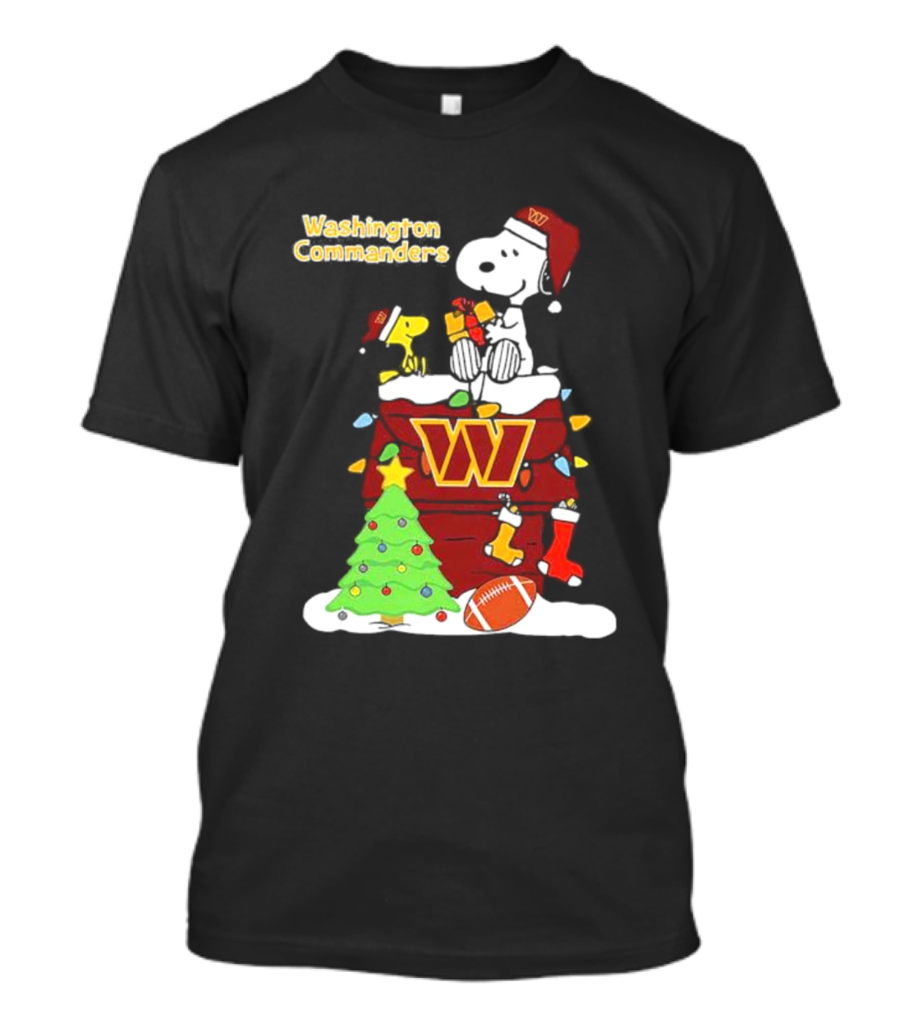 Washington Commanders Christmas Snoopy Chimney Festive Scene T-Shirt