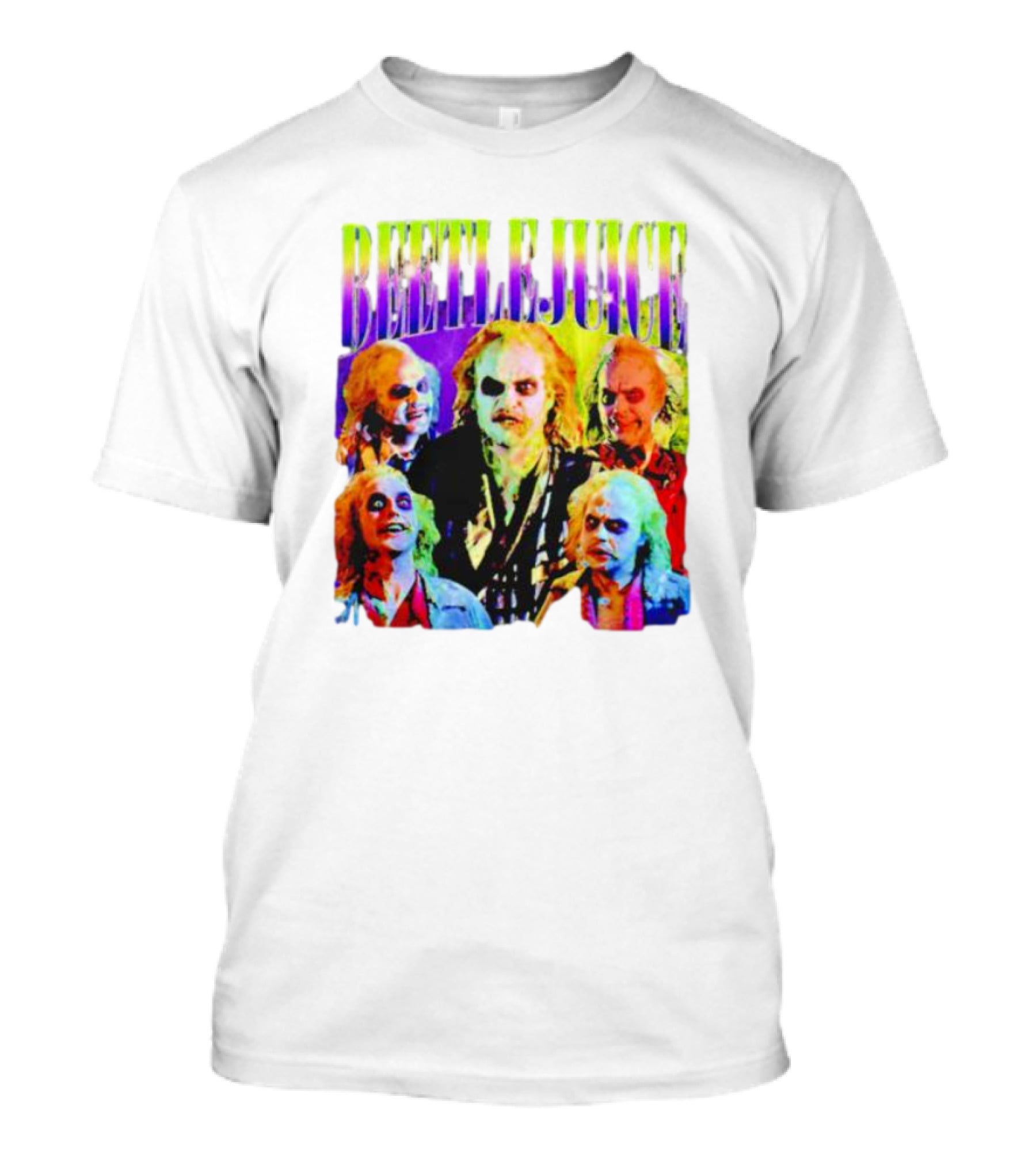 Beetlejuice Multicolor Faces Fantasy Horror Movie T-Shirt