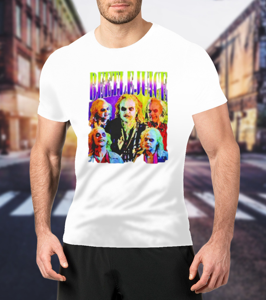 Beetlejuice Multicolor Faces Fantasy Horror Movie T-Shirt