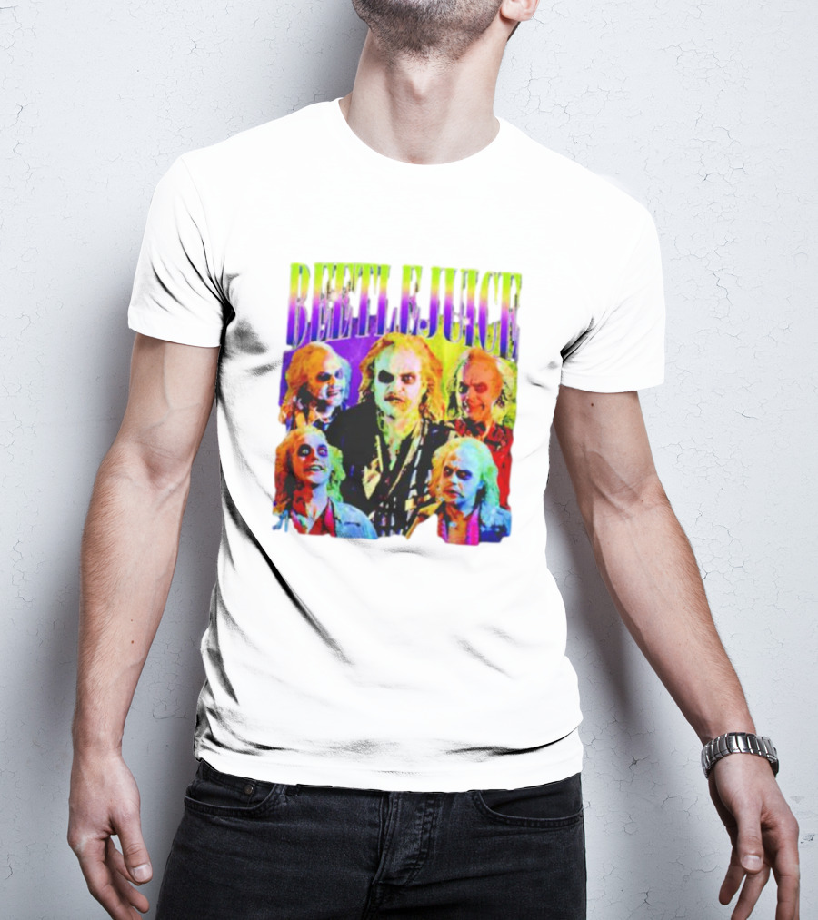 Beetlejuice Multicolor Faces Fantasy Horror Movie T-Shirt