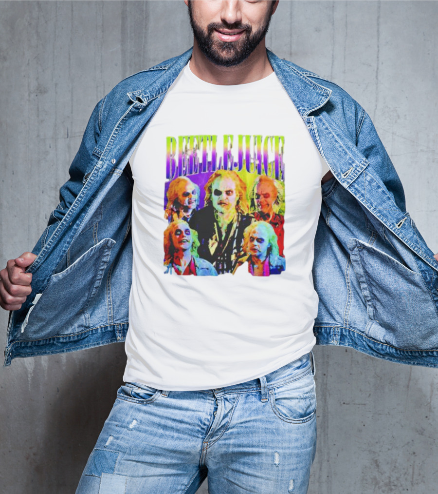 Beetlejuice Multicolor Faces Fantasy Horror Movie T-Shirt