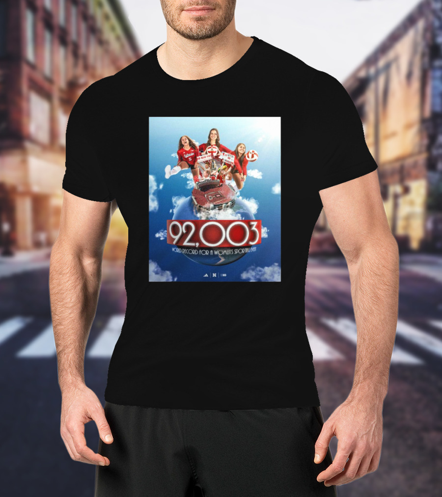 Nebraska Cornhuskers Women's Volleyball 92003 World Record For A Women's Sporting Event T-Shirt