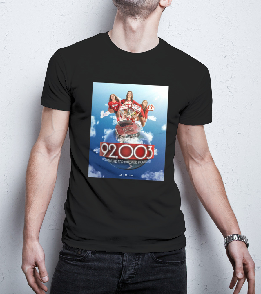 Nebraska Cornhuskers Women's Volleyball 92003 World Record For A Women's Sporting Event T-Shirt