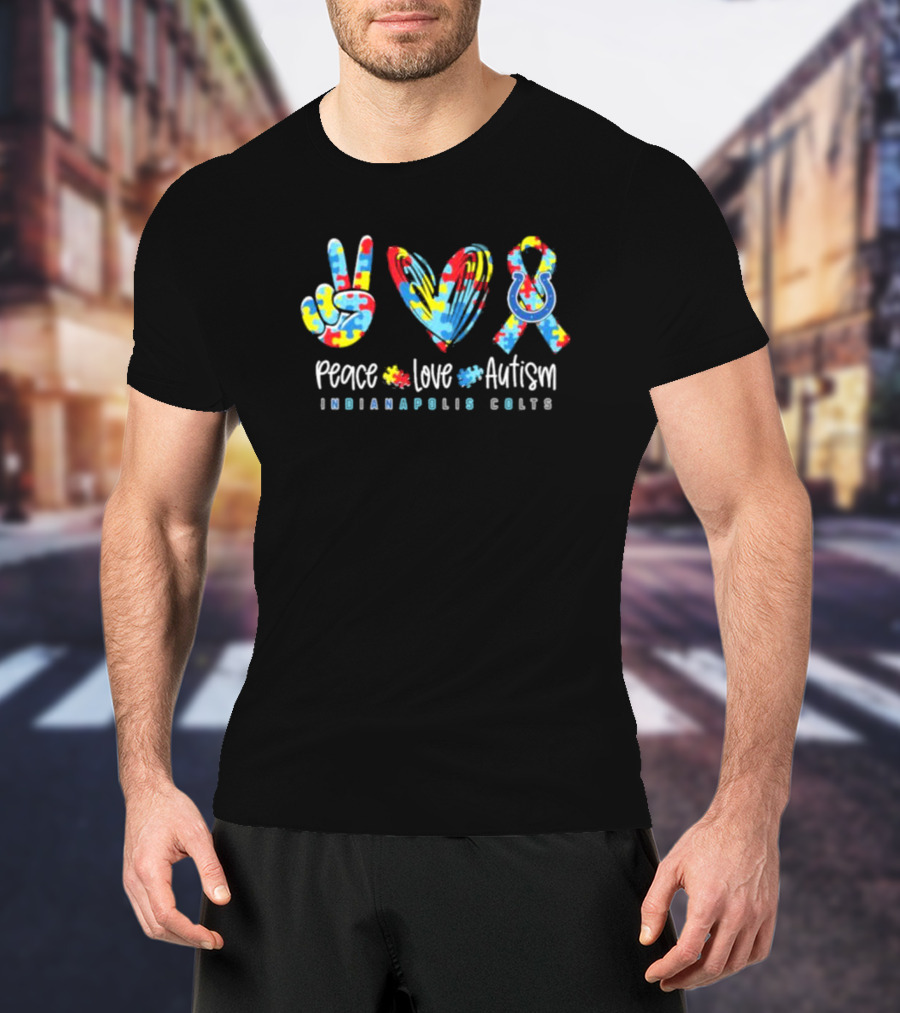 Peace Love Autism Indianapolis Colts T-Shirt