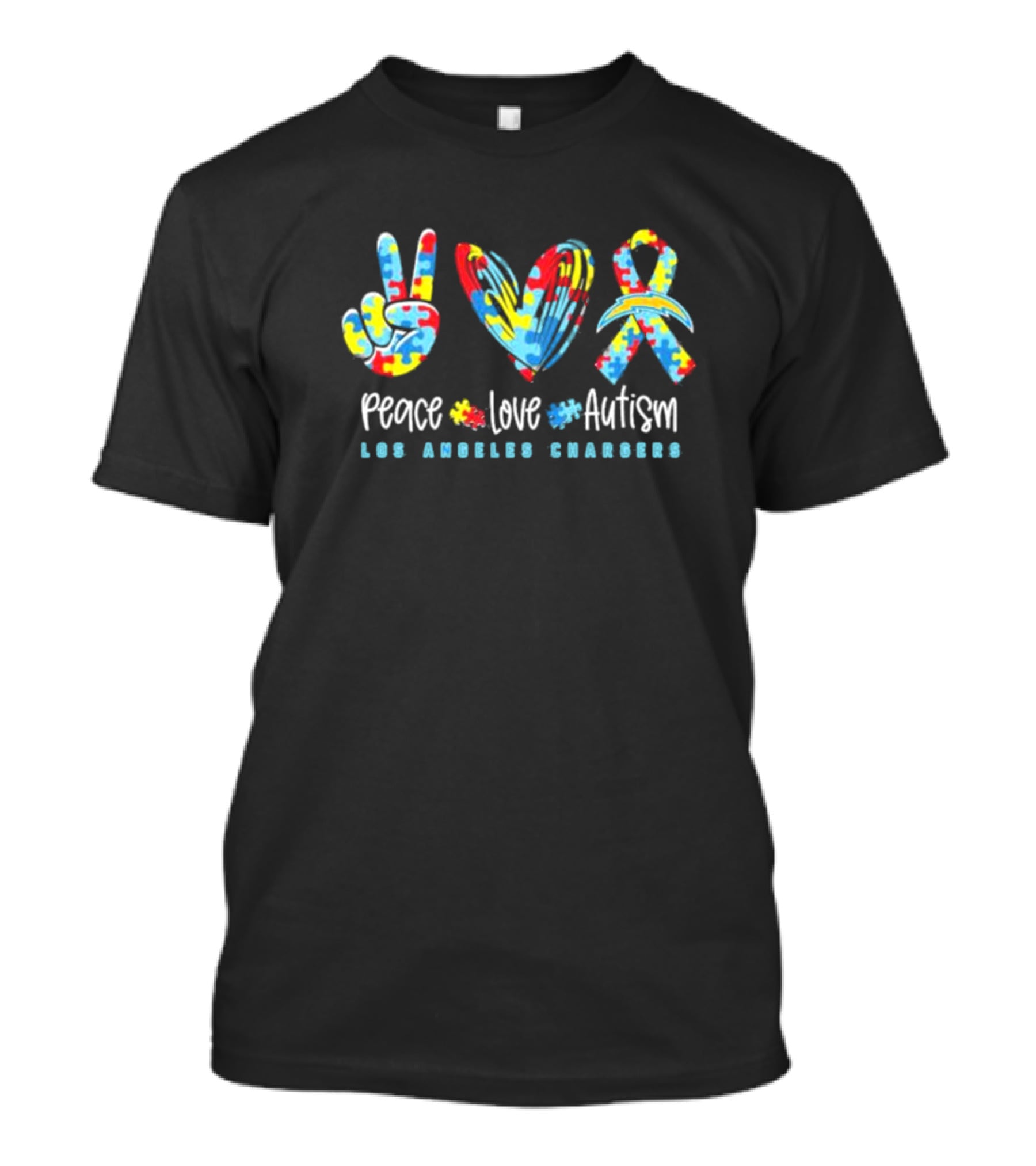 Peace Love Autism Los Angeles Chargers NFL T-Shirt
