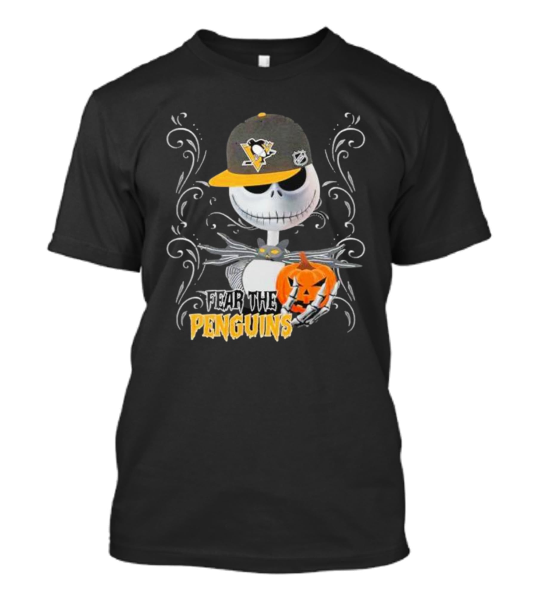 Jack Skellington Fear The Penguins Pittsburgh Halloween Pumpkin T-Shirt