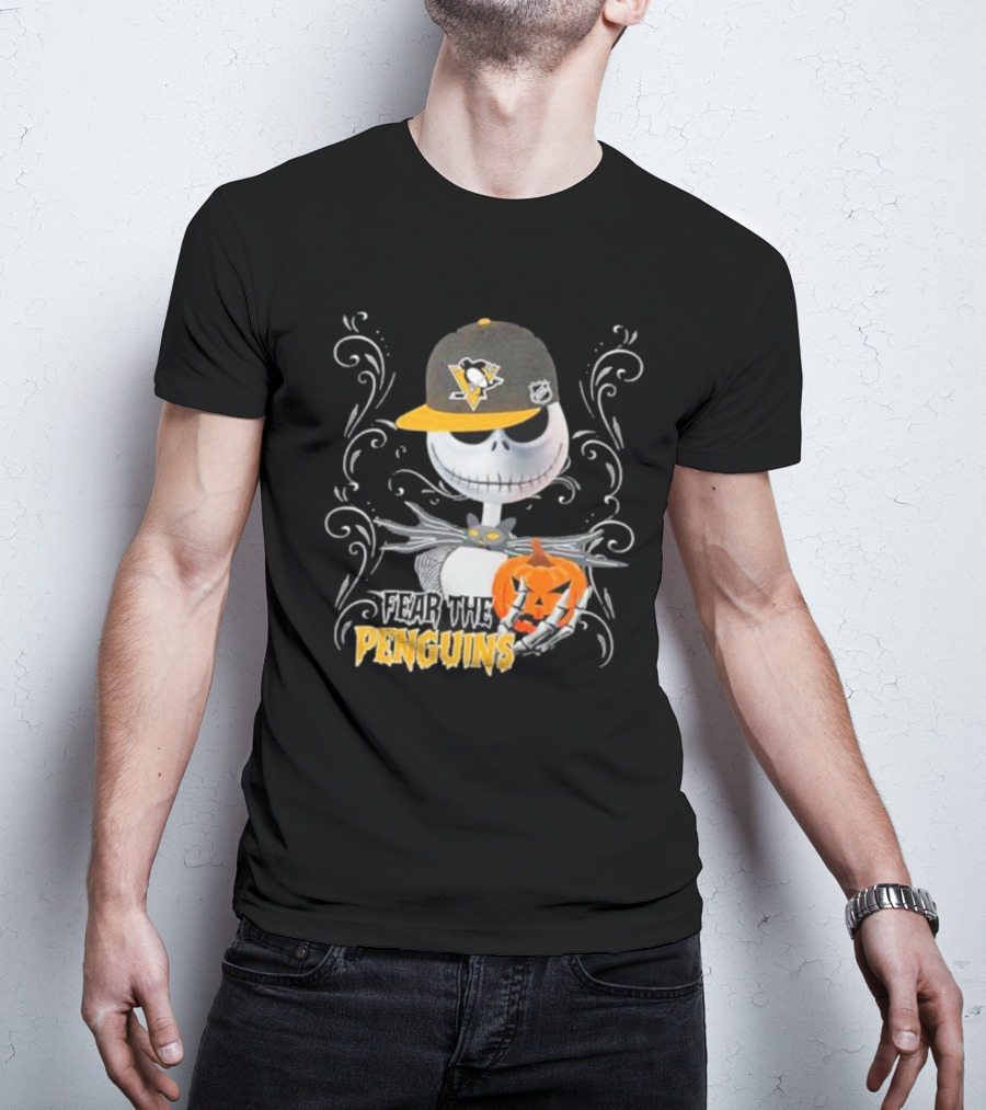 Jack Skellington Fear The Penguins Pittsburgh Halloween Pumpkin T-Shirt