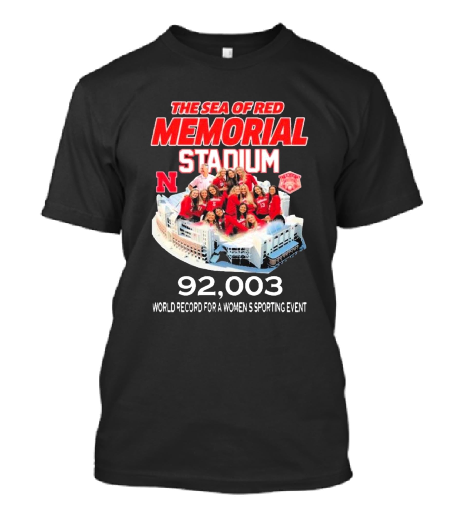 The Sea Of Red Memorial Stadium Nebraska Volleyball 92,003 World Record For A Women's Sporting Event T-Shirt
