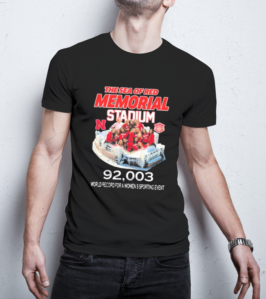 The Sea Of Red Memorial Stadium Nebraska Volleyball 92,003 World Record For A Women's Sporting Event T-Shirt