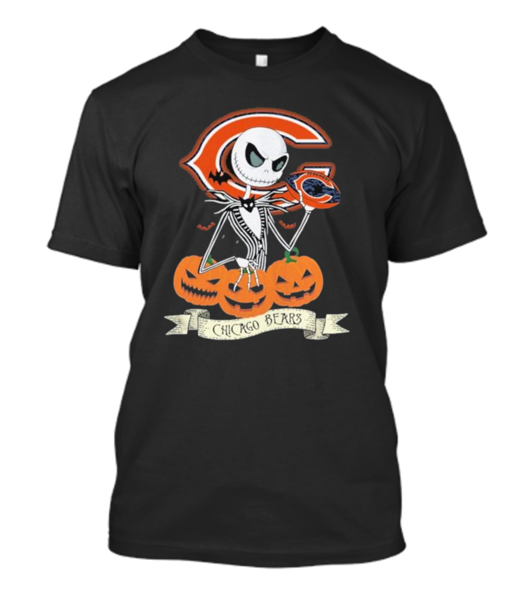 Chicago Bears Halloween Jack Skellington NFL Pumpkin T-Shirt
