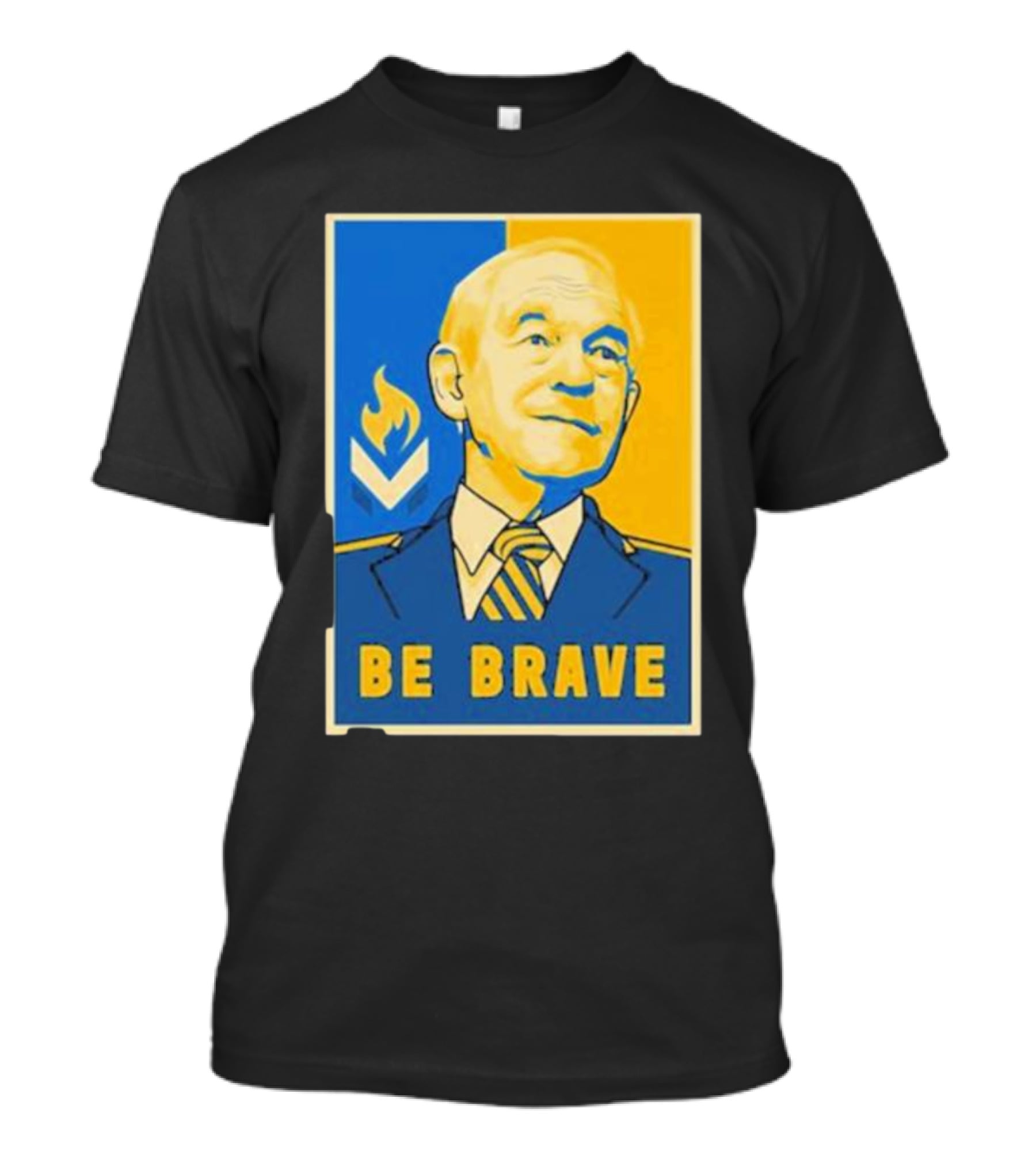 Ron Paul Be Brave Inspirational Blue And Yellow T-Shirt