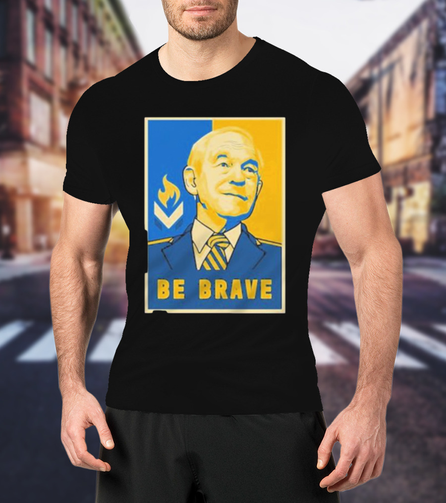 Ron Paul Be Brave Inspirational Blue And Yellow T-Shirt