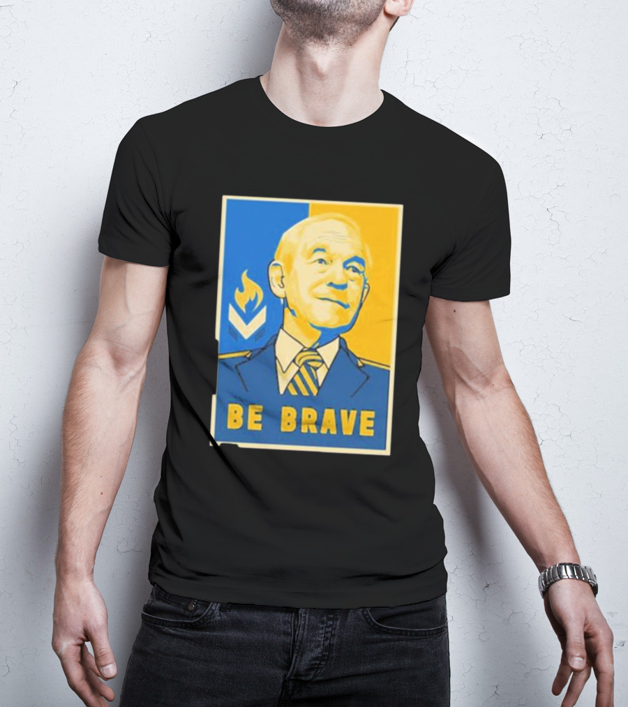 Ron Paul Be Brave Inspirational Blue And Yellow T-Shirt