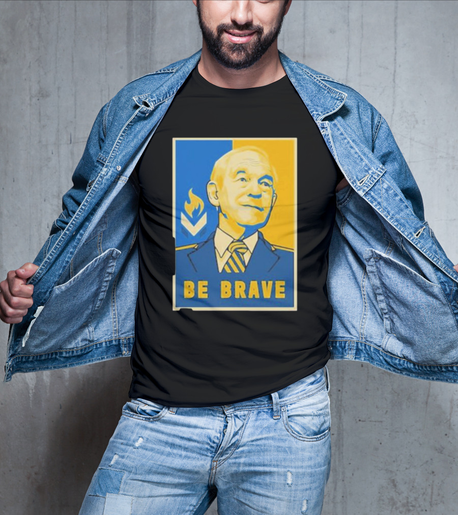 Ron Paul Be Brave Inspirational Blue And Yellow T-Shirt