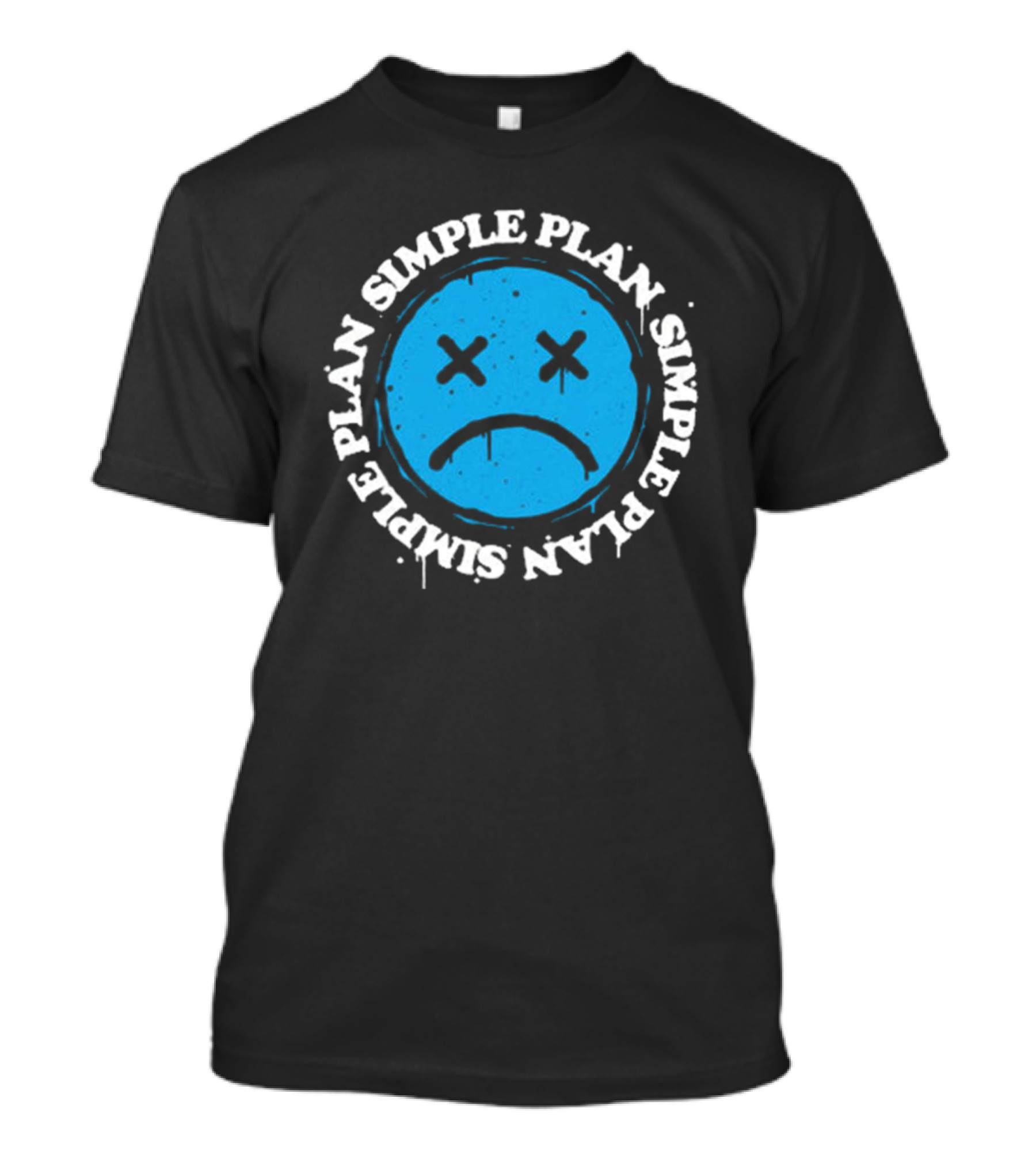 Simple Plan Sad Face Blue Emoticon T-Shirt