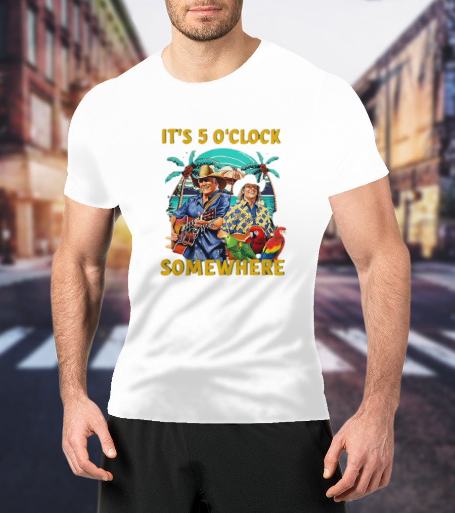 It's 5 O'Clock Somewhere Jimmy Buffett Paradise Scene T-Shirt