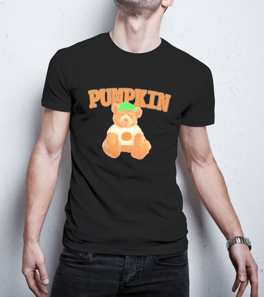 Pumpkin Cozy Bear With Green Hat And Pumpkin T-Shirt