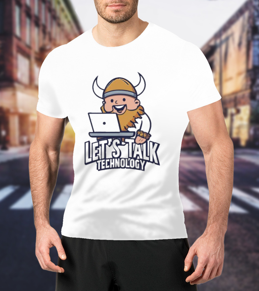 Viking Let's Talk Technology With Laptop Helmet Beard T-Shirt