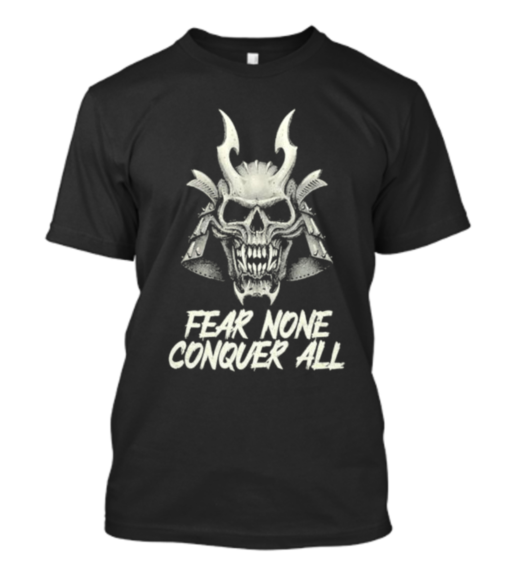 Fear None Conquer All Vintage Samurai Skull Headpiece T-Shirt