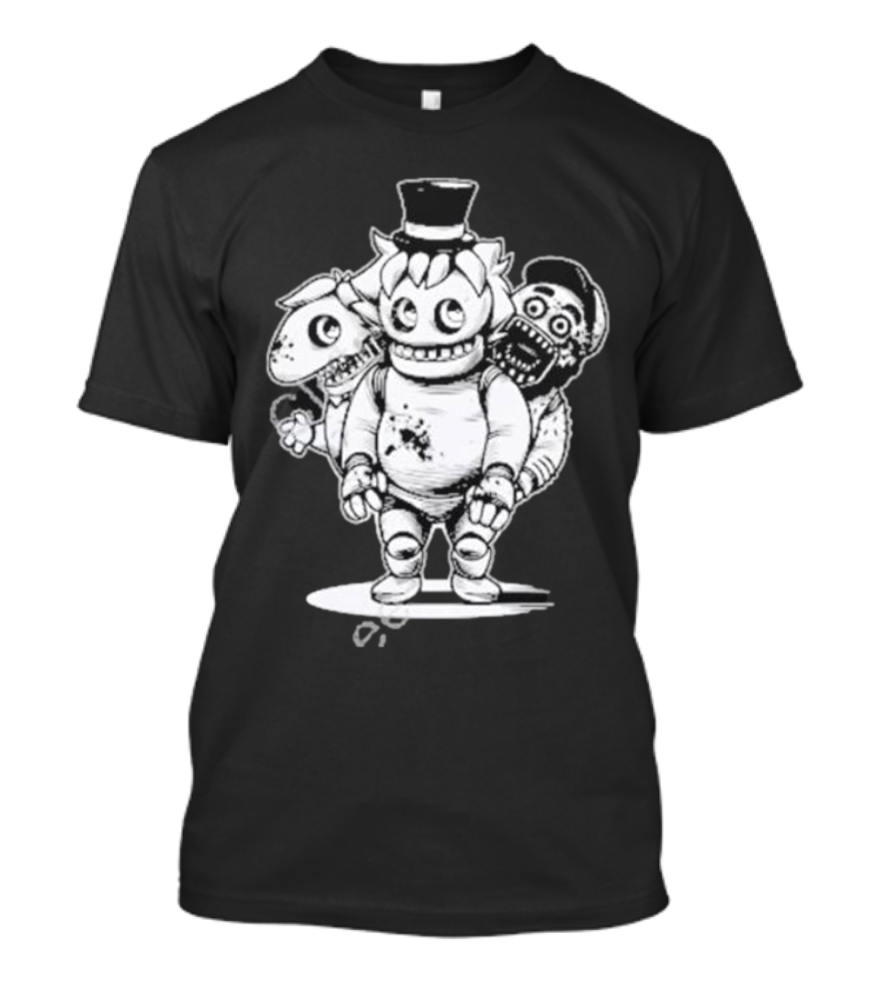 Sharkrobot Five Nights At Oney’s Three-Headed Animatronic Top Hat T-Shirt