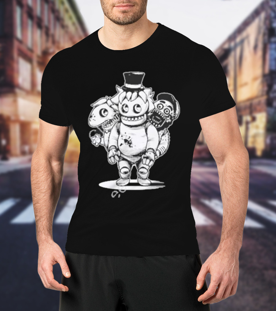 Sharkrobot Five Nights At Oney’s Three-Headed Animatronic Top Hat T-Shirt