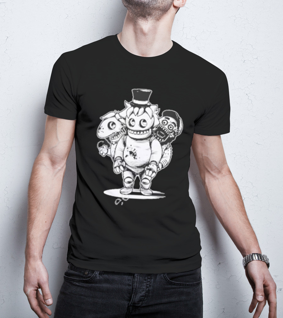 Sharkrobot Five Nights At Oney’s Three-Headed Animatronic Top Hat T-Shirt