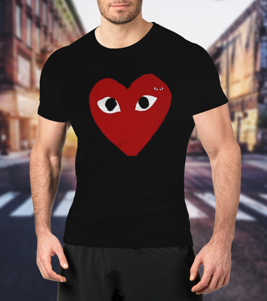 Cdg Comme Des Garcons Play Red Heart Emblem With Eyes T-Shirt