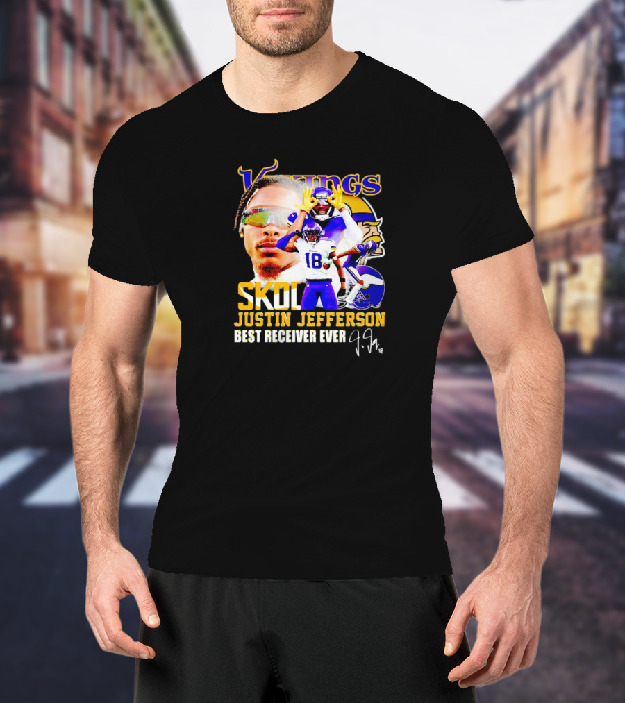 Justin Jefferson Vikings Skol Best Receiver Ever Signature T-Shirt