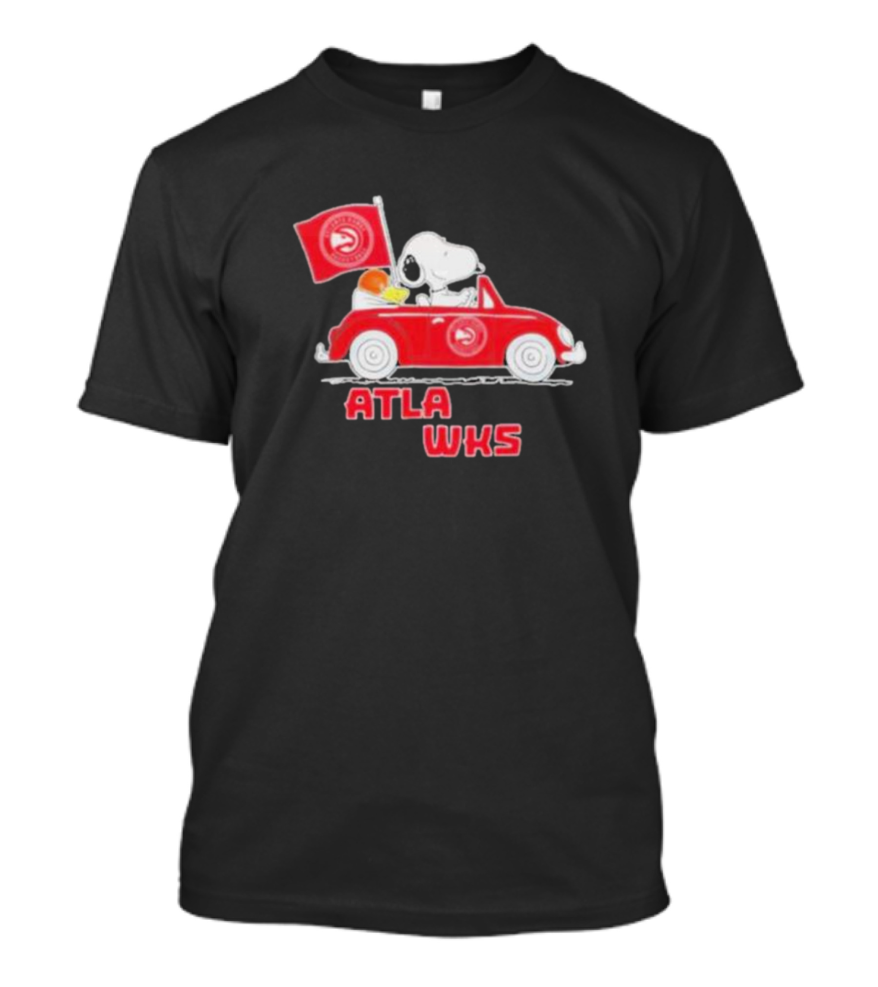 ATLA WKS Snoopy Dog Driving Red Car With Basketball Flag T-Shirt