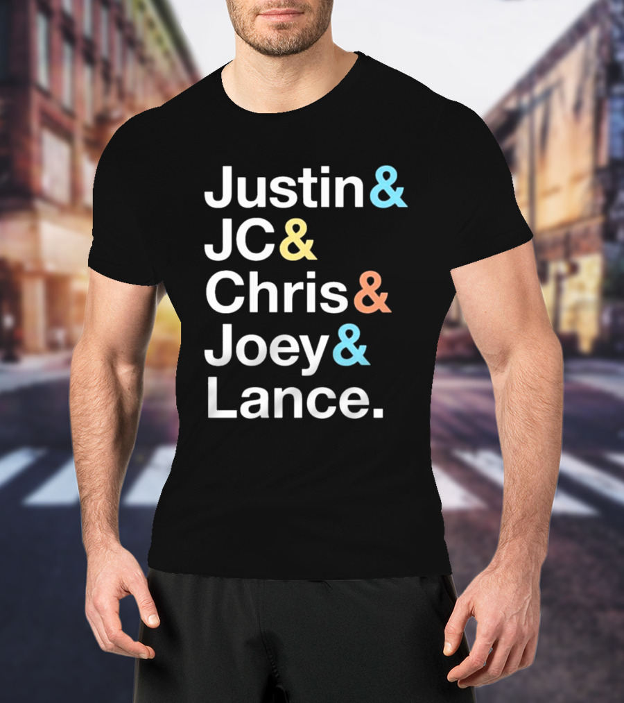 Justin And JC And Chris And Joey And Lance Contemporary Ampersand Typography T-Shirt