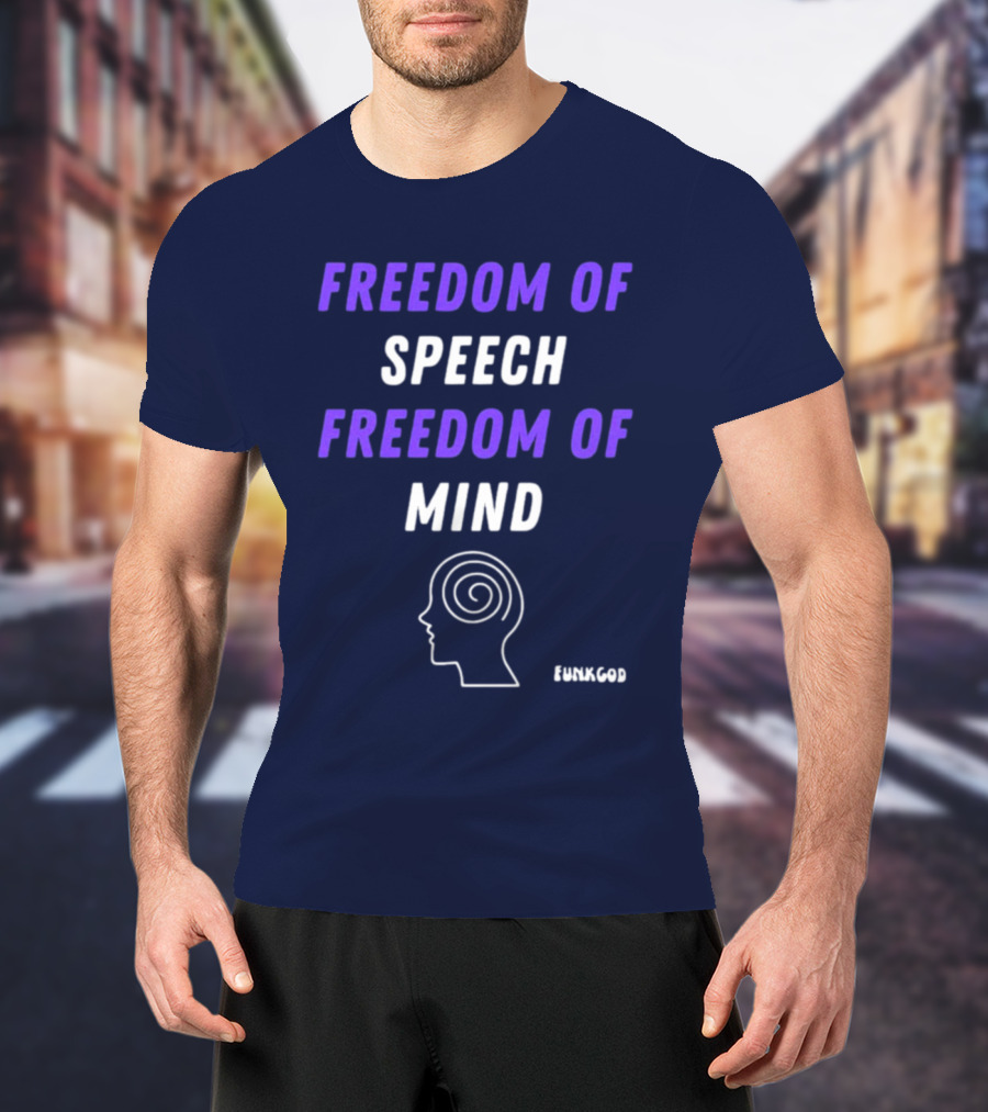 FUNKGOD Freedom Of Speech Freedom Of Mind Head Outline Spiral T-Shirt