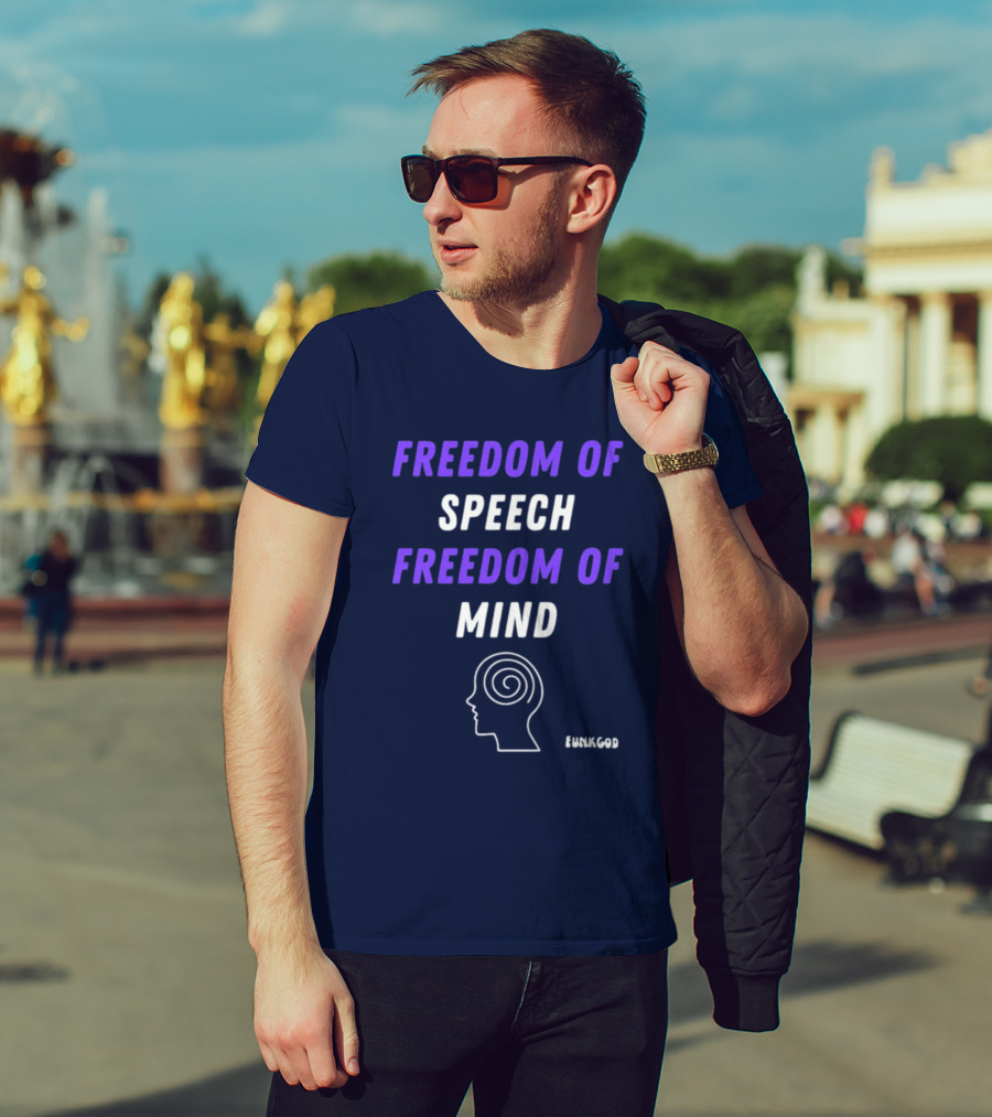 FUNKGOD Freedom Of Speech Freedom Of Mind Head Outline Spiral T-Shirt