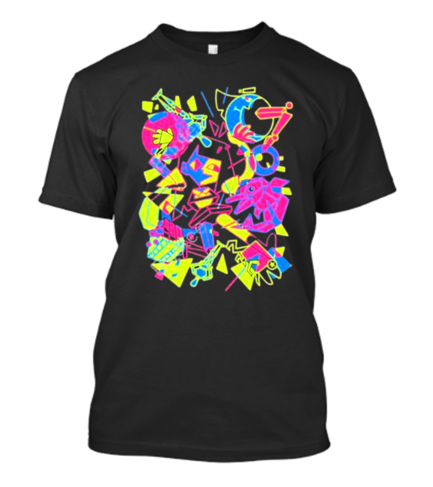 Ena What’s The Data Theta Neon Abstract Surrealism Geometric Shapes T-Shirt