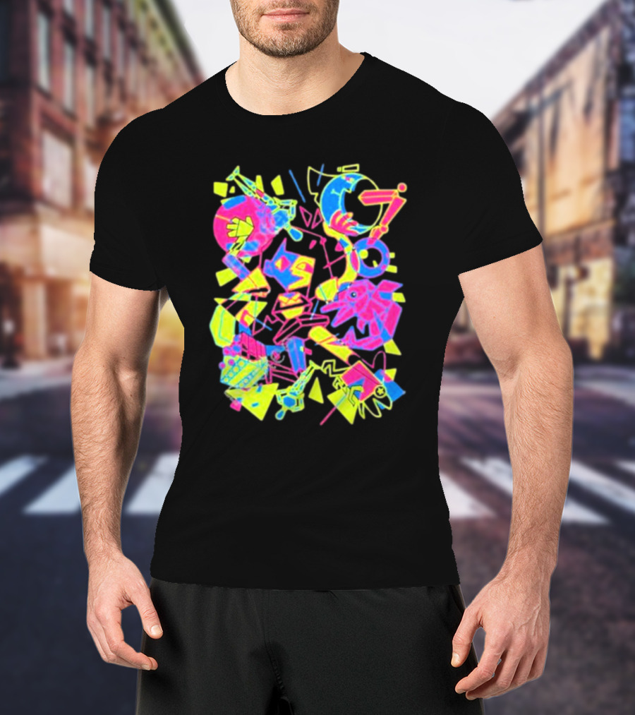 Ena What’s The Data Theta Neon Abstract Surrealism Geometric Shapes T-Shirt