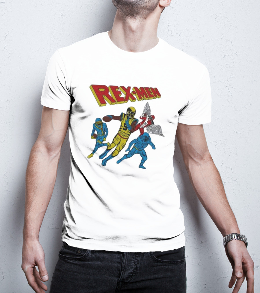 Rex-men Football Players Action Scene With Superhero T-Shirt