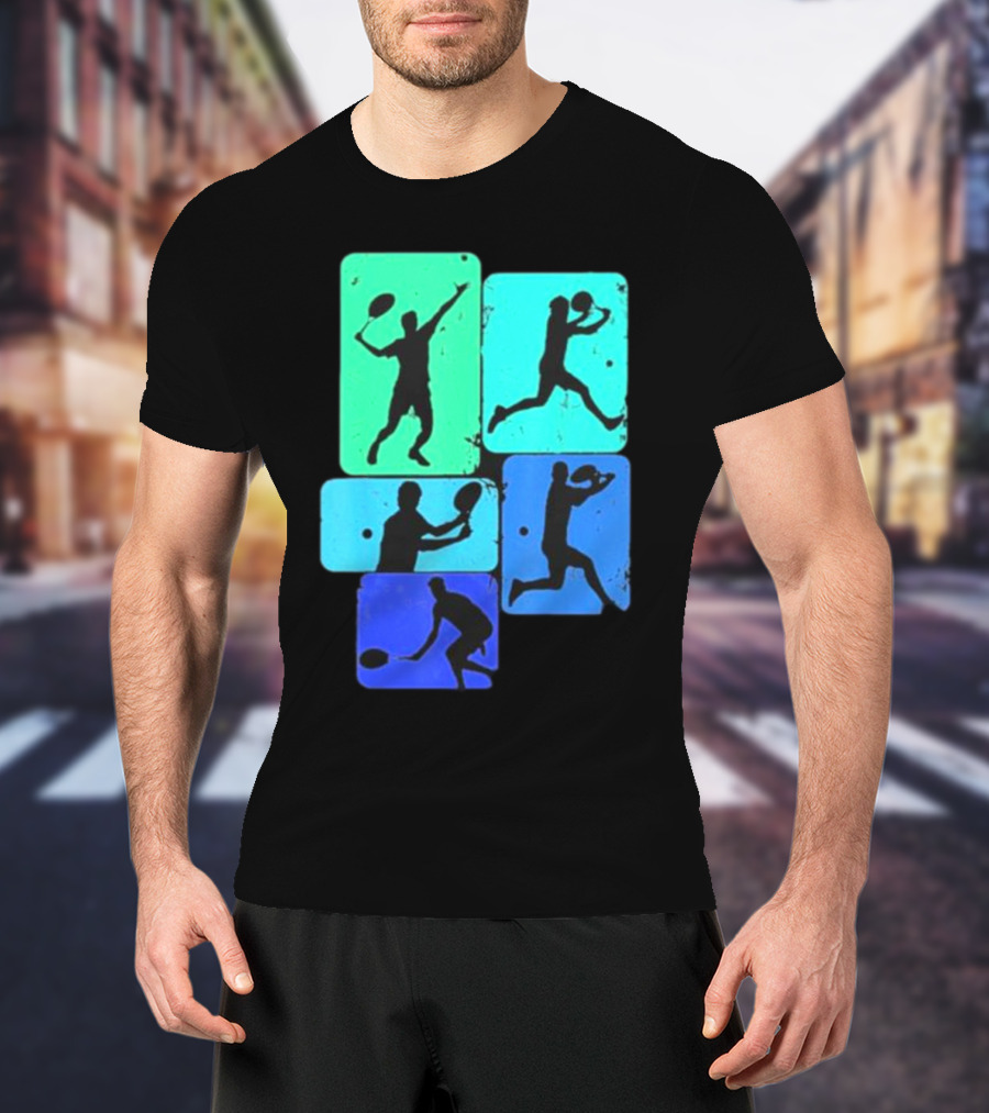 Tennis Player Youth Men Silhouettes In Motion T-Shirt